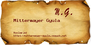 Mittermayer Gyula névjegykártya